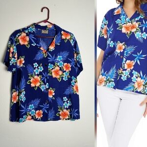 Aloha Hut Hawaii XL Blue Resort Short Sleeve Shirt Top
